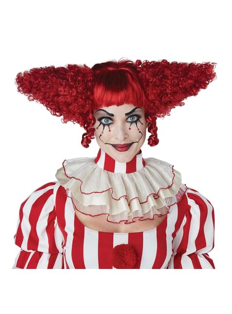Peluca de Payasa del terror roja