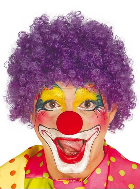 Peluca de payaso lila para hombre