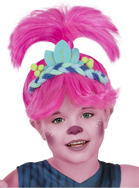 Peluca de Poppy para niña - Trolls 3 - Funiglobal | Funidelia