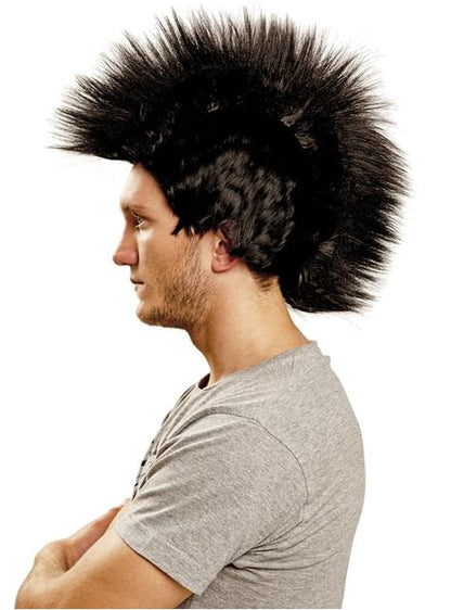 Peluca punky negra con cresta