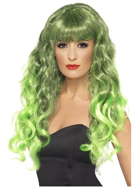 Peluca de sirena verde y negra