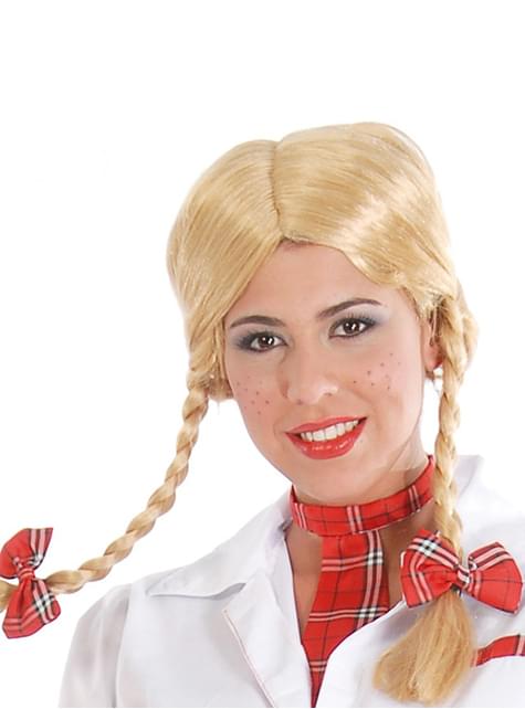 Peluca de trenzas rubia - Guirca | Funidelia