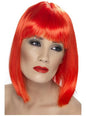 Peluca rojo neón con flequillo
