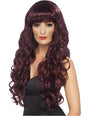 Peluca granate larga con flequillo - Smiffys | Funidelia