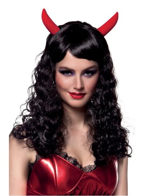 Peluca morena de diablo para mujer
