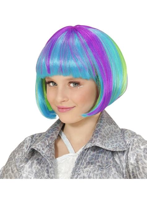 Peluca multicolor media melena para niña - Widmann | Funidelia