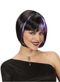 Peluca negra con mechas violetas para mujer - Widmann | Funidelia