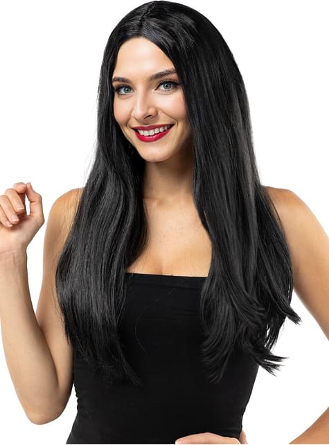 Peluca negra lisa - Funiglobal | Funidelia