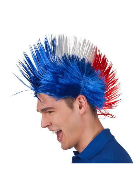 Peluca punkie tricolor de Francia para adulto