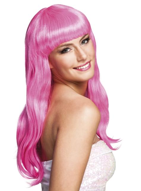 Peluca rosa con flequillo