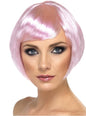 Peluca rosa pastel bob con flequillo