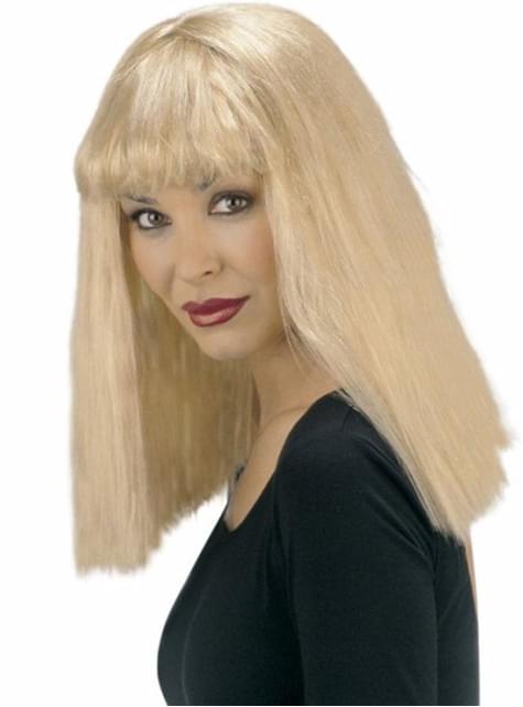 Peluca rubia corte recto con flequillo