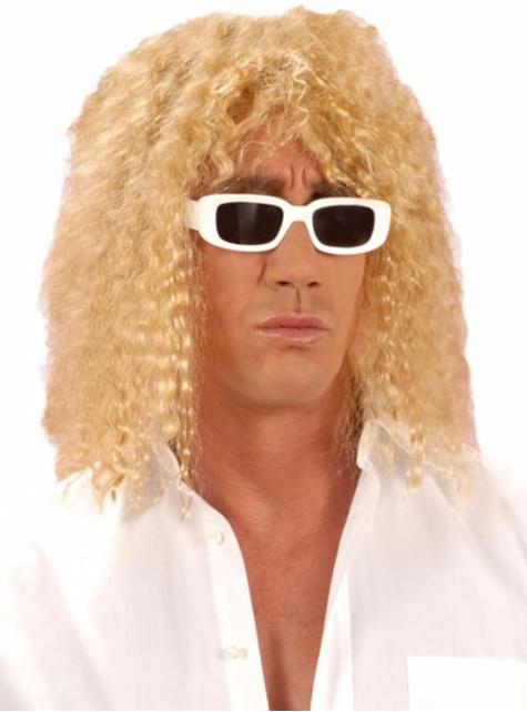 Peluca rubia rizada para hombre