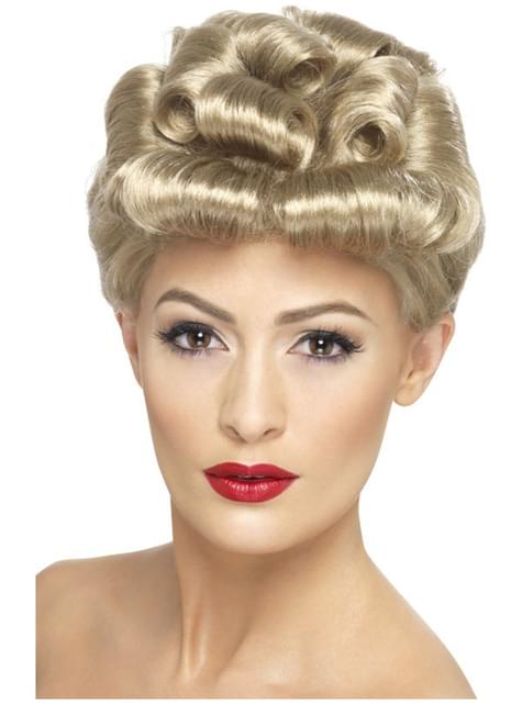 Peluca vintage de los 40 rubia