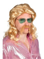Peluca y bigote rubios de rockero para hombre