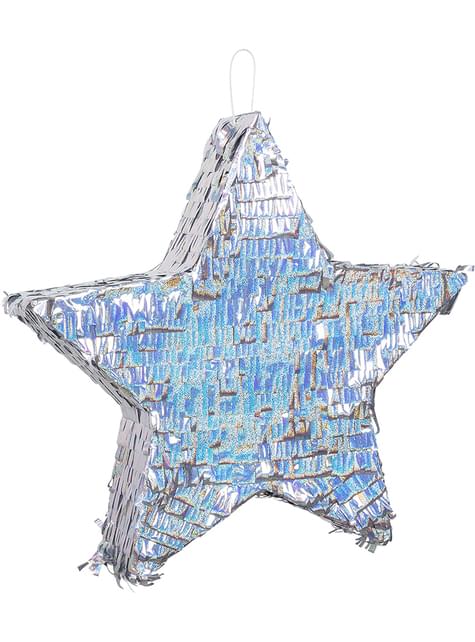 Piñata de con forma de estrella plateada