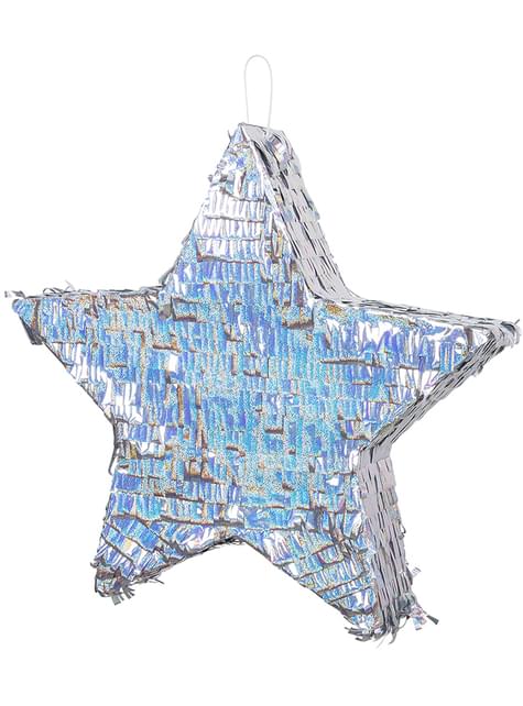 Piñata de con forma de estrella plateada