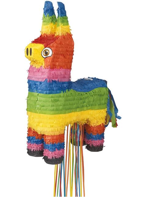 Piñata llama multicolor con tiras 3D