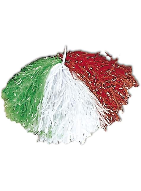 Pompón verde, blanco y rojo