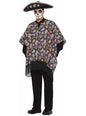 Poncho mexicano día de los muertos para adulto