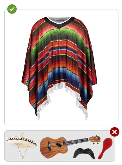 Poncho Mexicano para adulto - Funiglobal | Funidelia