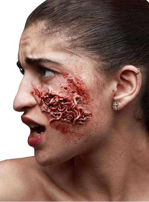Prótesis de látex herida putrefacta con gusanos - Ghoulish | Funidelia