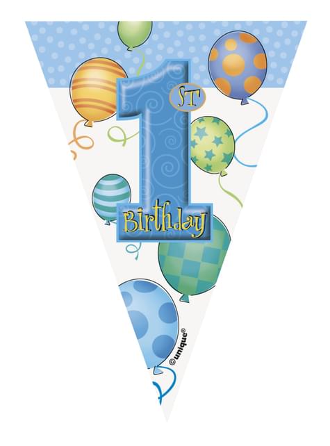 Set de 1º cumpleaños azul - Unique | Funidelia