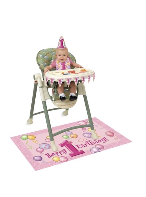 Set de 1º cumpleaños rosa - Unique | Funidelia