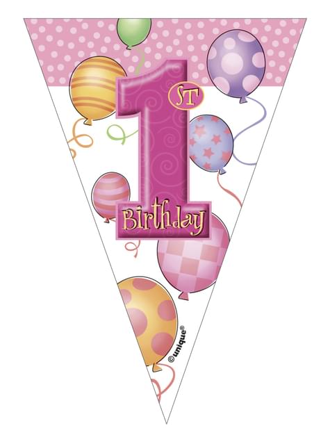 Set de 1º cumpleaños rosa - Unique | Funidelia