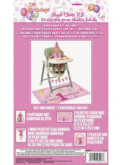 Set de 1º cumpleaños rosa - Unique | Funidelia