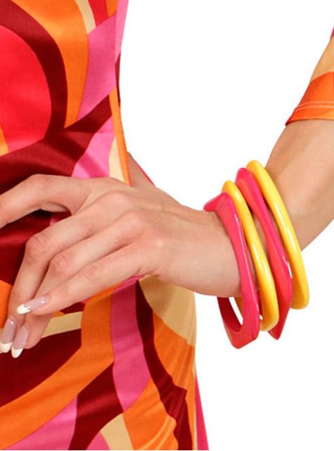 Set de 4 pulseras disco rosas y amarillas para mujer - Widmann | Funidelia