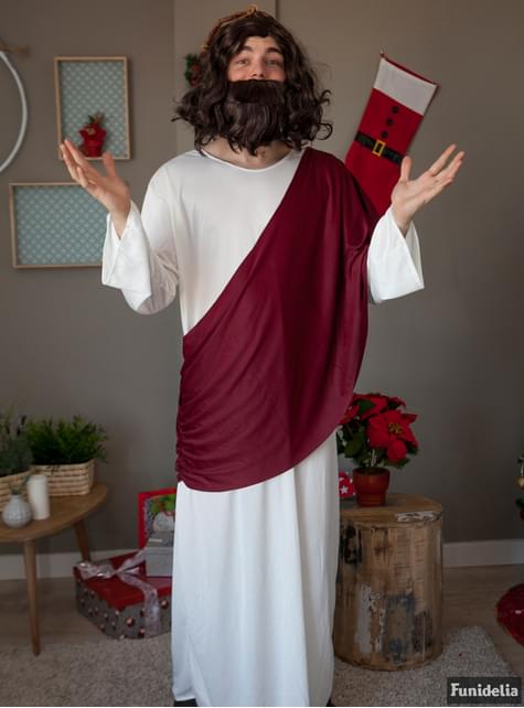 Set de peluca y barba Jesús castaño para hombre