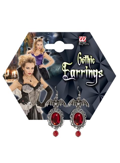 Set de pendientes de murciélago con gemas para mujer - Widmann | Funidelia