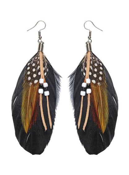 Set de pendientes de plumas con perlas para mujer
