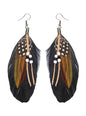 Set de pendientes de plumas con perlas para mujer