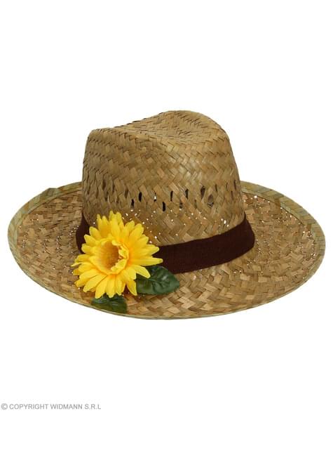 Sombrero de paja con girasol