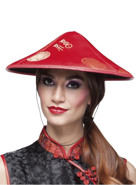 Sombrero kasa chino rojo para adulto