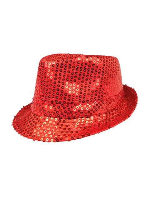 Sombrero rojo de lentejuelas para adulto