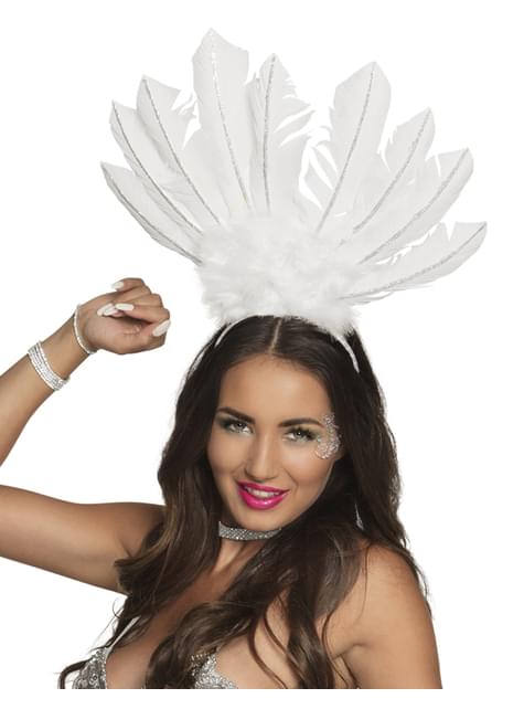 Tiara de carnaval brasileño blanca para mujer