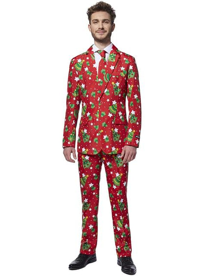 Traje navideño “Christmas Trees Stars Red“ - Suitmeister