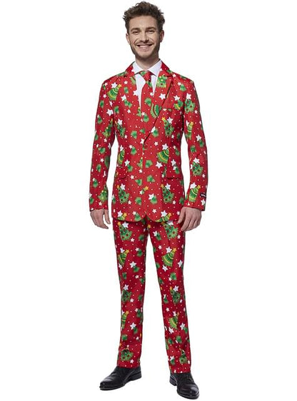 Traje navideño “Christmas Trees Stars Red“ - Suitmeister