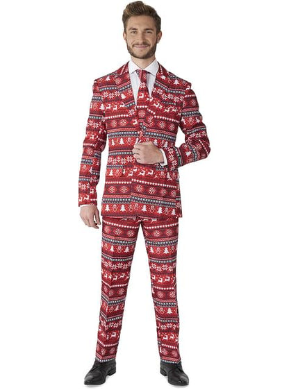 Traje Navideño “Nordic Pixel Red“ - Suitmeister - Opposuits | Funidelia