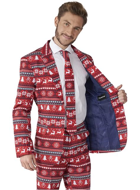 Traje Navideño “Nordic Pixel Red“ - Suitmeister - Opposuits | Funidelia