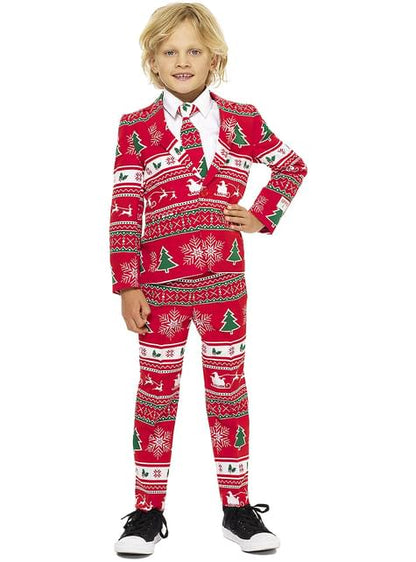 Traje Navideño Rojo “Wonderland“ para niño - Opposuits - Opposuits | Funidelia