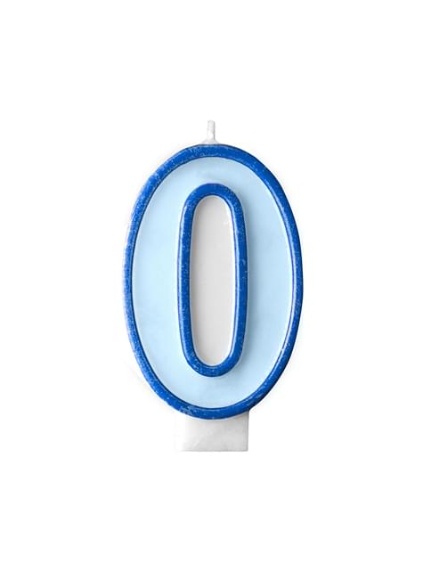 Vela de cumpleaños azul número 0