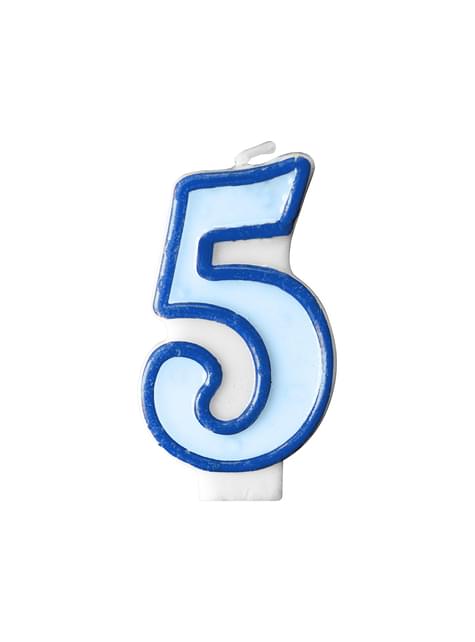 Vela de cumpleaños azul número 5