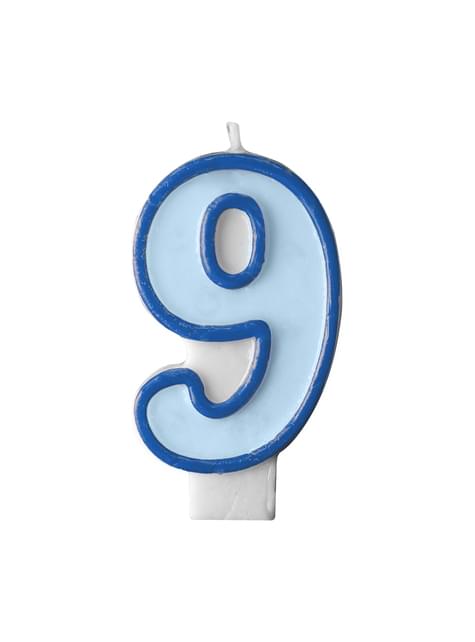 Vela de cumpleaños azul número 9