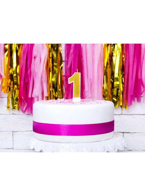 Vela de cumpleaños dorada número 1