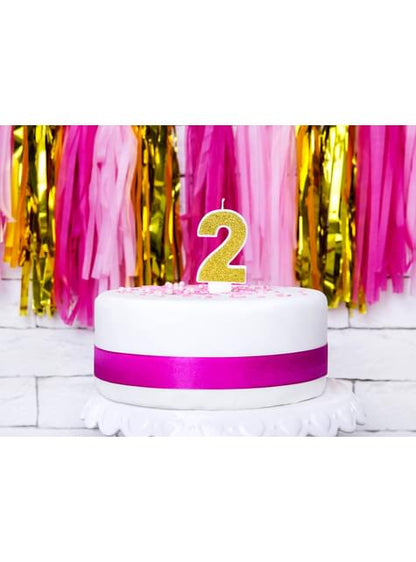 Vela de cumpleaños dorada número 2