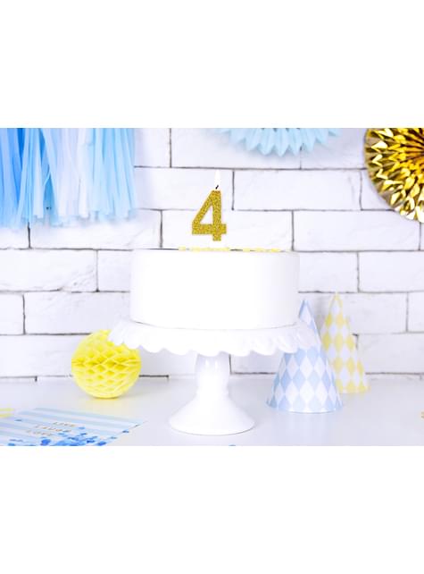 Vela de cumpleaños dorada número 4